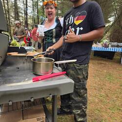 Xavier & I made a great pretzel flipping team.