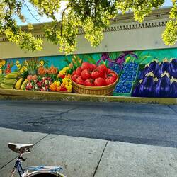 Mural on building next to farmers market