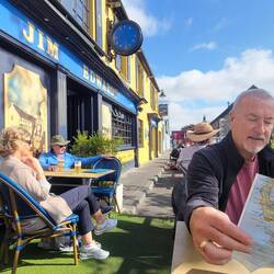 We had to have a pint to sit in the sun and plan our routes for next day.