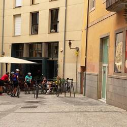 Bikers pausing for drinks