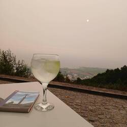 That's the ocean, down in the distance, barely visible through the smoky sky. 😕