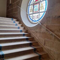 Not quite sure of the meaning of the design but a lovely window nonetheless.