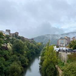 A rather damp Ponferrada from the Pons Ferrata