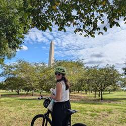 Stef being happy to bike again