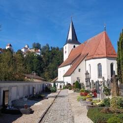 Der Blick vom Friedhof hinauf zur Veste Oberhaus!