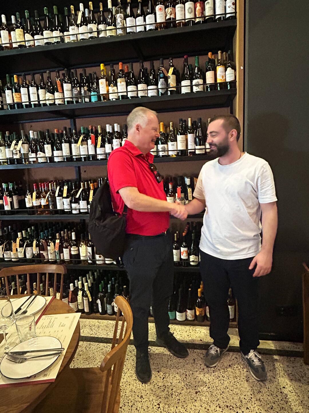 Seeing an old friend at Mark's favorite place - the wine shop called...