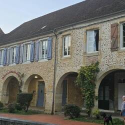 Row of pretty houses along the square