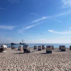 Abschied vom schönen Wetter, mit Blick auf die Seebrücke von Grömitz.