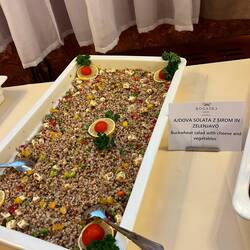 Buckwheat is center stage here! Buckwheat salad served as a "snack" at evening milongas