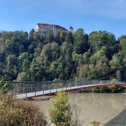 Der Mariensteg und darüber das Schloss Neuburg!
