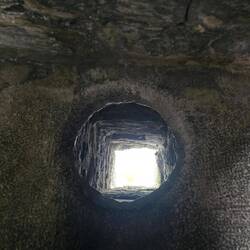 View down through the toilet
