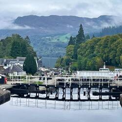 Staircase of locks looking down to Loch Ness