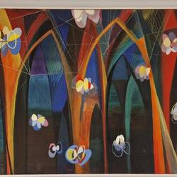 Een muziekstuk van Bach in de Thomaskirche verbeeld in een schilderij