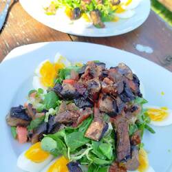 Feldsalat, Speck, Pilz und Ei😬