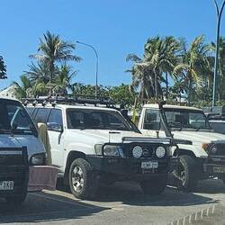 Check out the pick up trucks in the parking lot.