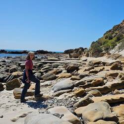 The rocks at the end of the coastline made an interesting landscape.