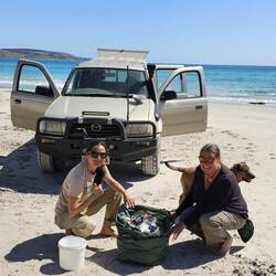 We met 2 local tour guides who were cleaning plastic & garbage from the beach on their day off.