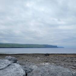 Crab Island from the Doolin Pier. Grey, cool day but not much rain