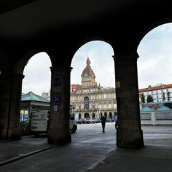 Approaching Praza de María Pita in La Coruña.