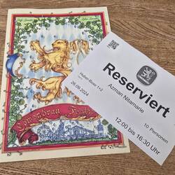 our table reservation ticket!