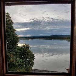 Blick aus dem Dachfenster der Burg auf den Inn!