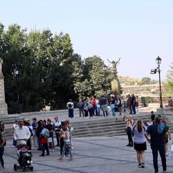 Out front of the monastery