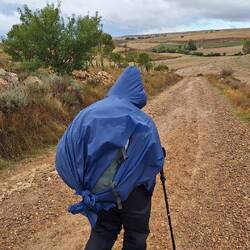 The wind literally ripped through her rain cape.