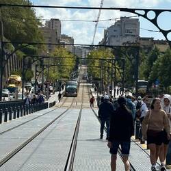 Walking across the top deck of the Ponte Luis 1 bridge