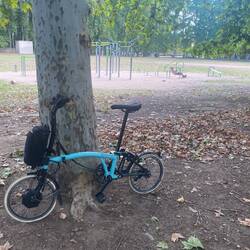 Paused at our fav workout spot in Park Devesa - Peter working out per usual