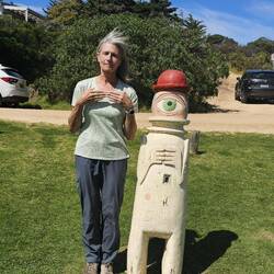 Walking up to the lighthouse, J9 loved the Australian version of a minon