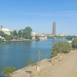 The Gualdalquiver River that is navigable to Cadiz on the Atlantic.