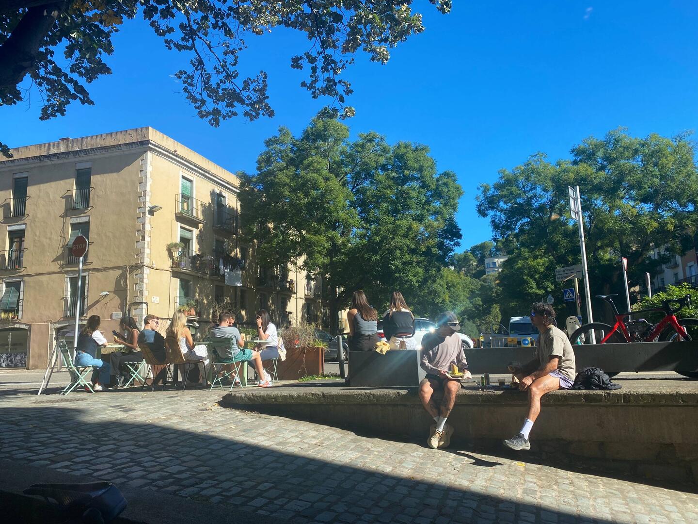 Outdoor scene at La Comuna Café- our fav spot for breakfast