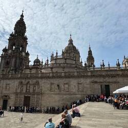 The northern end of the cathedral, and the queue to embrace St James
