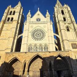 The cathedral and towers caught the sun as we finished the tour