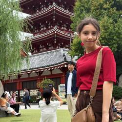 Clare near the Temple