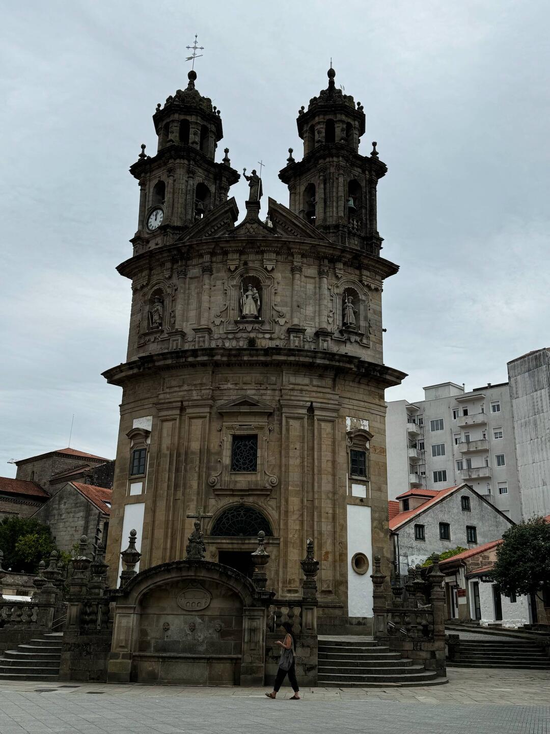 This church was built for the pilgrims. It is in the shape of a shell.