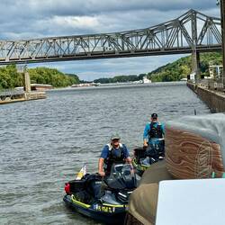 Loopers on jet skis locking thru with us