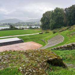 Roman amphitheater in the rain in Autun