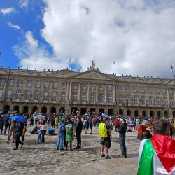 City Hall, across the Plaza from the Cathedral. There was a pro-Palestinian demonstration this day.