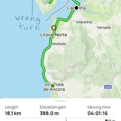 Our walk including wrong turn