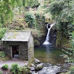 Rydal Hall; Grot and waterfall