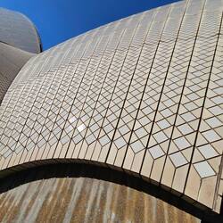 Here you can see the individual tiles that make up that magnificent 'shell-like' facade.