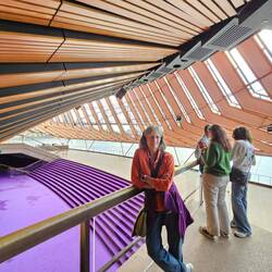 In the front of the building