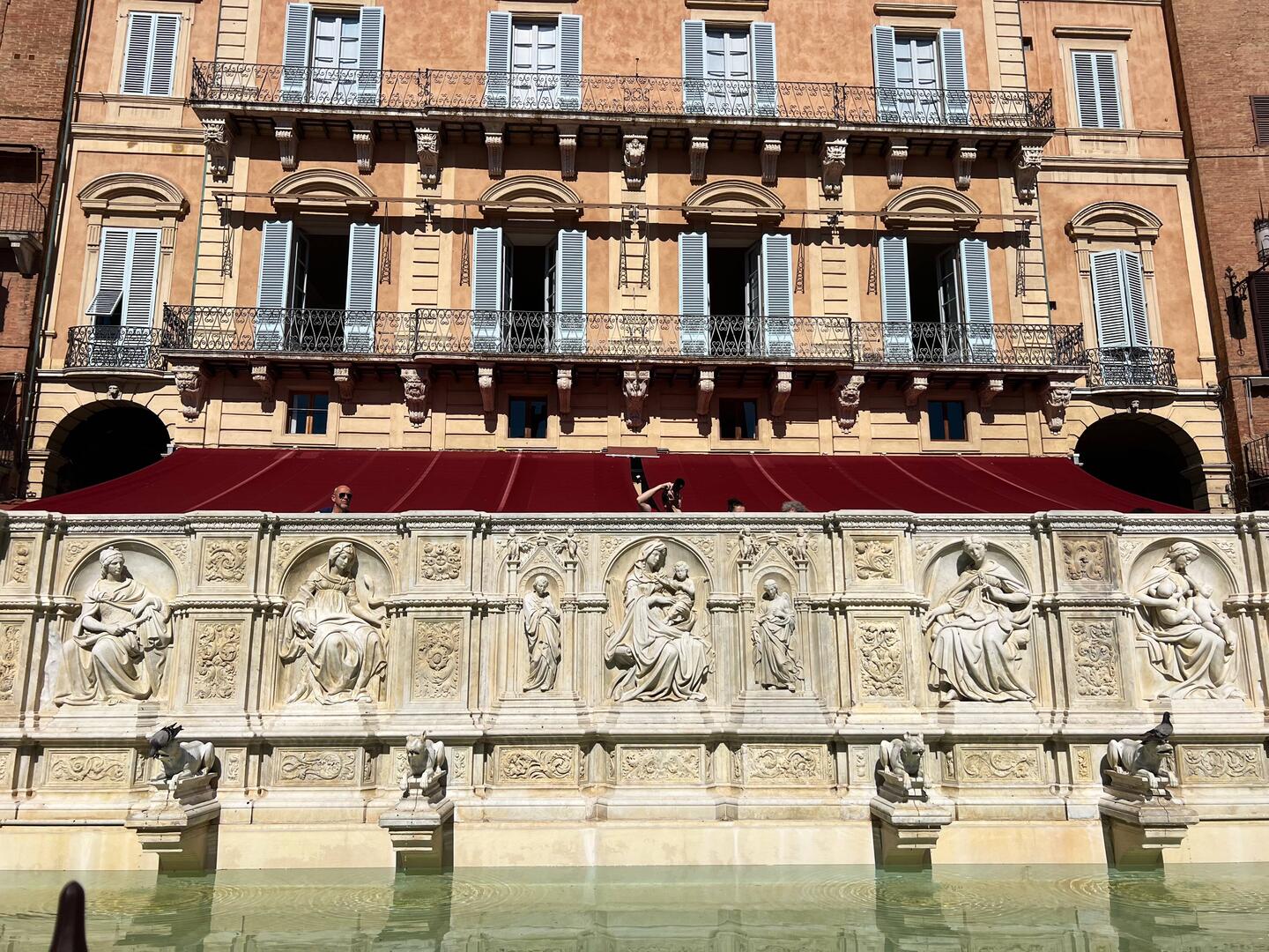 Beautiful marble fountain in the middle of the main square