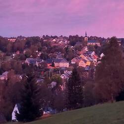 Morgenblick aus der Hütte auf Jöhstadt