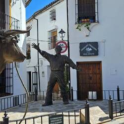Grazalema. Festival of the bull statue.
