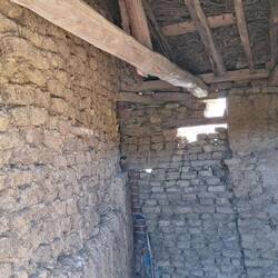 Mud bricks before being plastered over with more mud and straw.