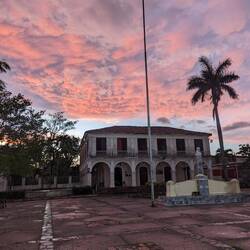 The town square at sunset