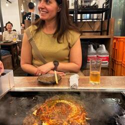 Japanese Pancake cooked fresh on our table