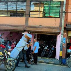 Packing his items! Check out the head strap